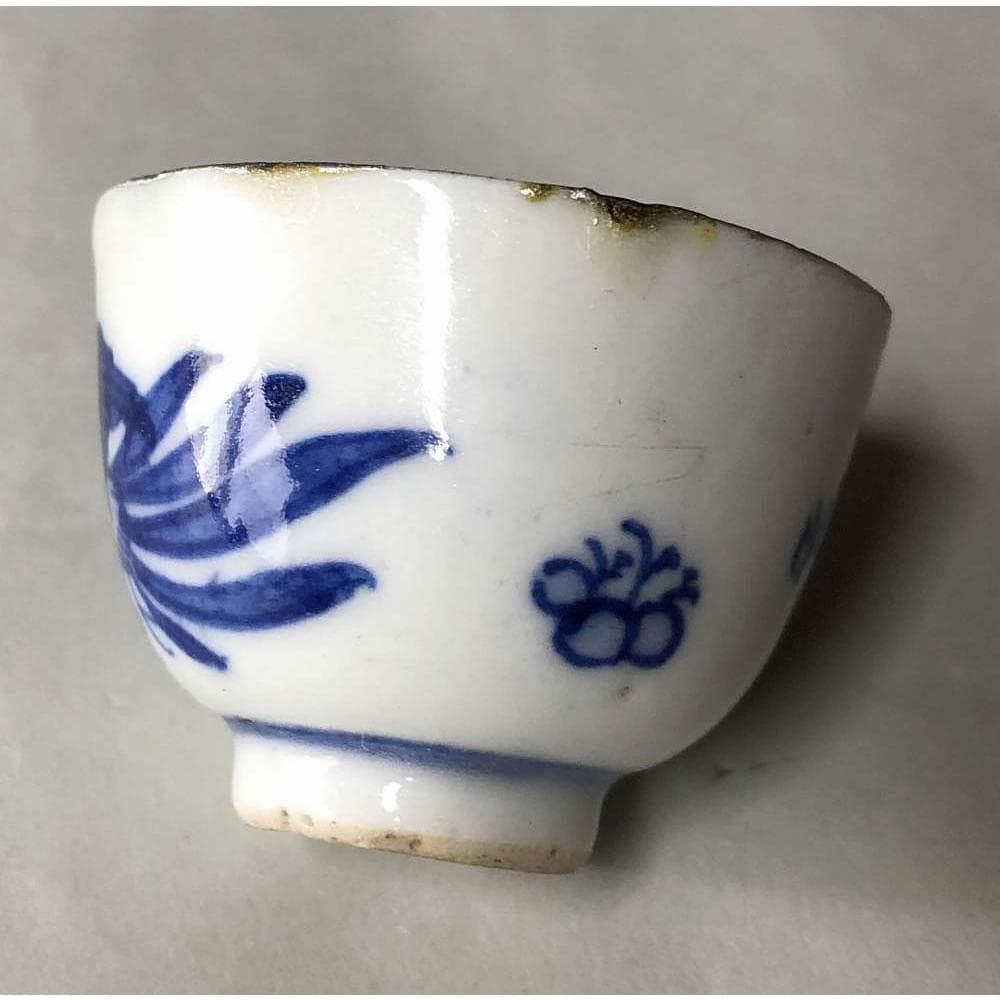 e1444 豆茶器 湯冷まし 煎茶碗 5客 染付 在銘 陶丘 京焼 茶道具