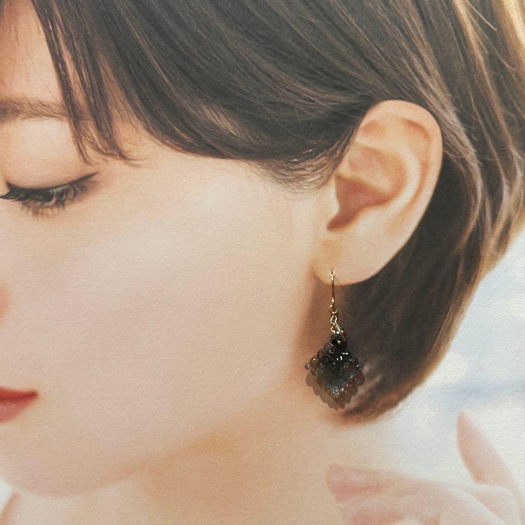 クッキーカービング✳︎フローライト　14kgf　天然石ピアス/イヤリング