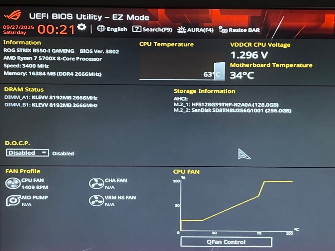 ROG STRIX B550-I GAMING 5700X メモリ16GBセット