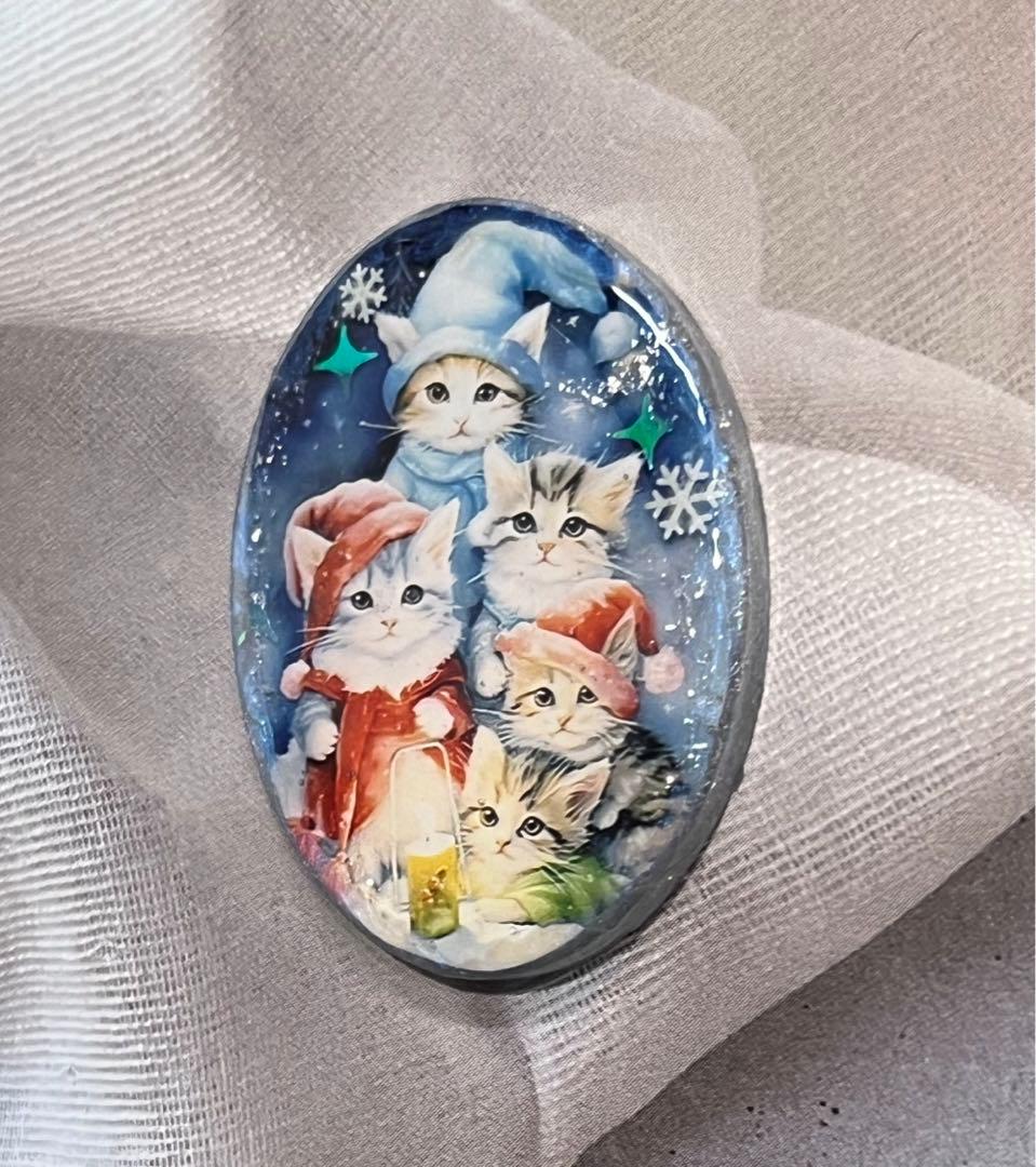 感謝価格(ㅅ´꒳` )雪の日のお出かけにゃんファミリー レジンヘアゴム