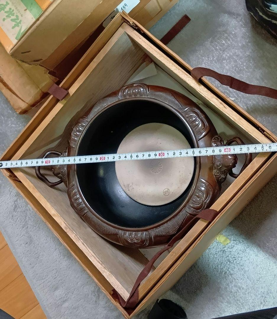 茶道具 唐銅 鬼面風炉 作歴 共箱
