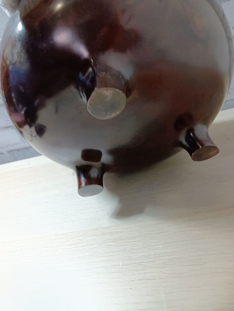 茶道具 唐銅 鬼面風炉 作歴 共箱