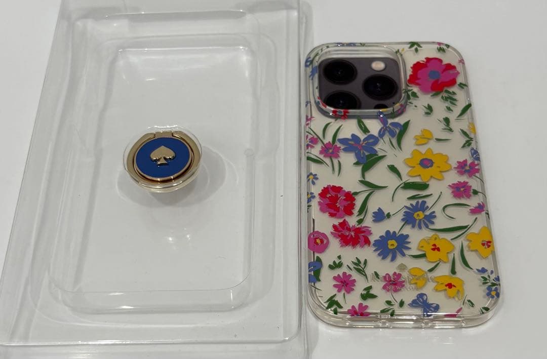 KATE SPADE iPhone14Pro ケース 花柄 リング付