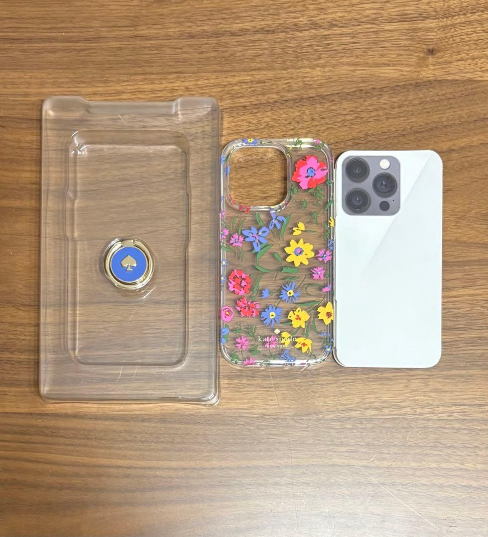 KATE SPADE iPhone14Pro ケース 花柄 リング付