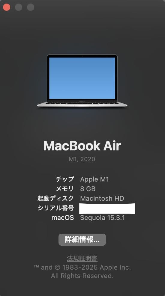 MacBook Air M1 (2020) USキーボード 8GB 256GB