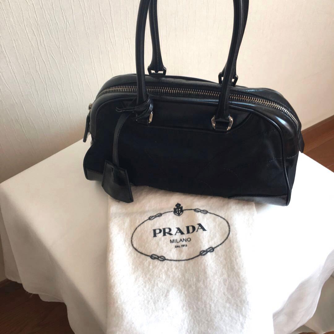 PRADA 　プラダ　ナイロンレザーミニボストンバッグ　ブラック