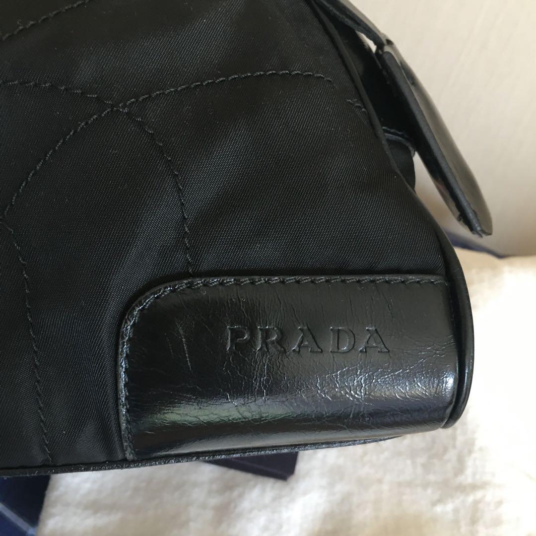 PRADA 　プラダ　ナイロンレザーミニボストンバッグ　ブラック