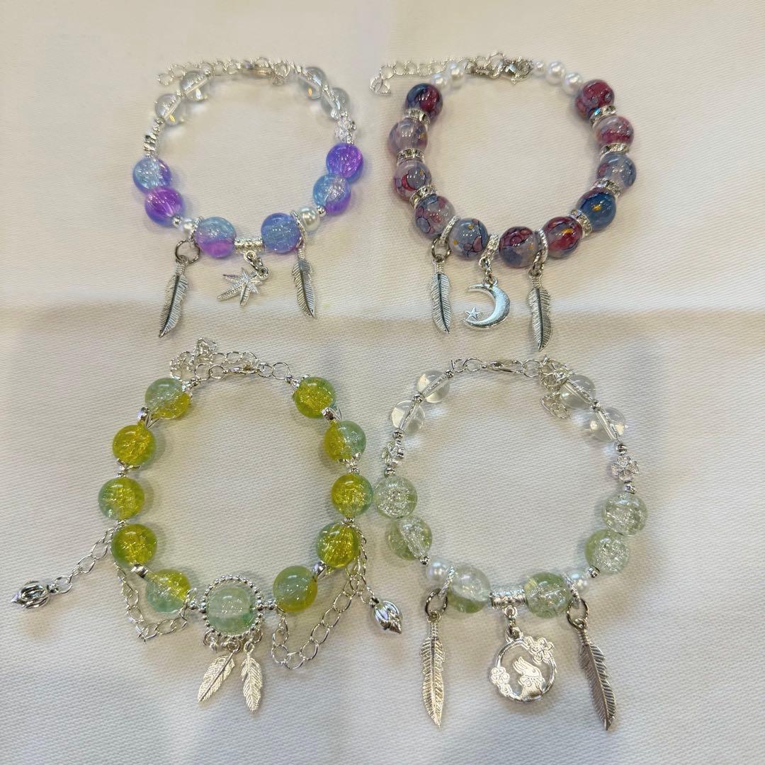 ガラスビーズ ブレスレット ハンドメイド