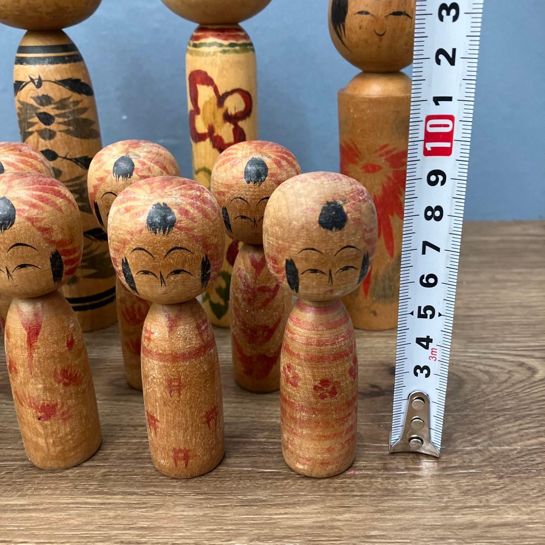 D-2 昭和レトロ 伝統工芸 こけし 14体セット まとめ売り 郷土玩具 木彫