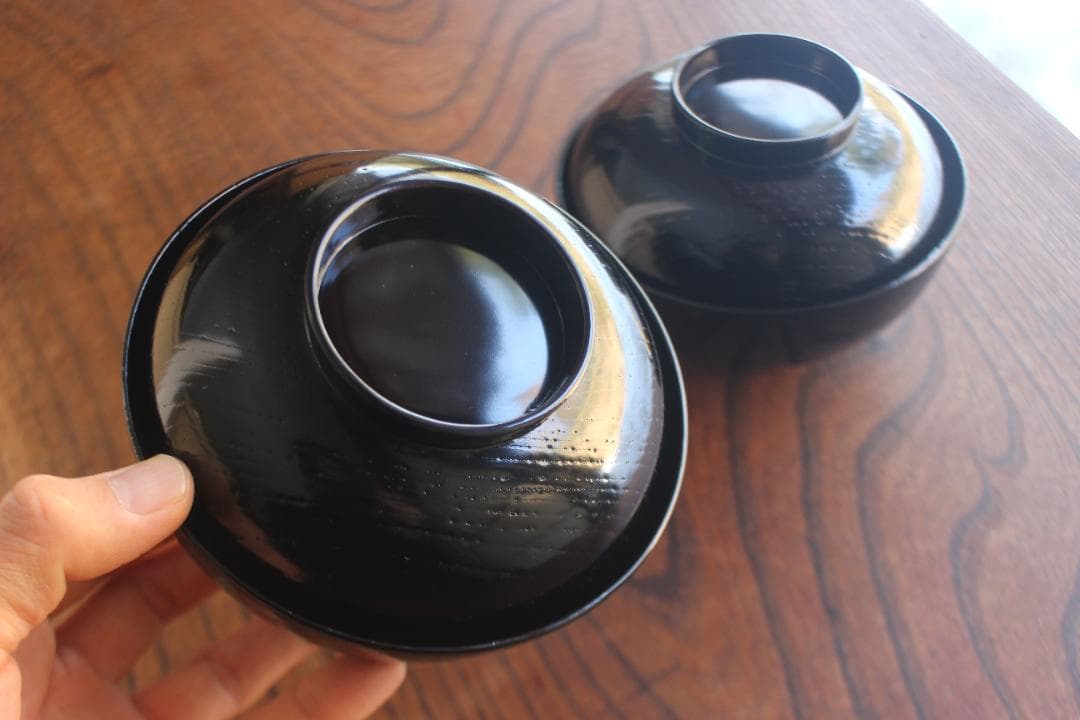 時代逸品！端正な黒漆に優美な光琳鶴蒔絵の映えるお椀2点（検輪島塗蒔絵椀