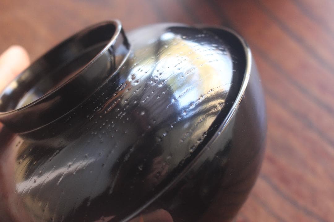 時代逸品！端正な黒漆に優美な光琳鶴蒔絵の映えるお椀2点（検輪島塗蒔絵椀