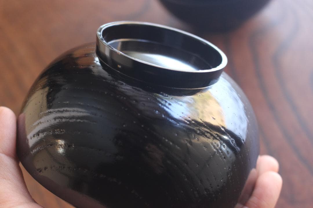 時代逸品！端正な黒漆に優美な光琳鶴蒔絵の映えるお椀2点（検輪島塗蒔絵椀