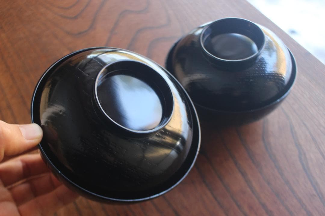 時代逸品！端正な黒漆に優美な光琳鶴蒔絵の映えるお椀2点（検輪島塗蒔絵椀