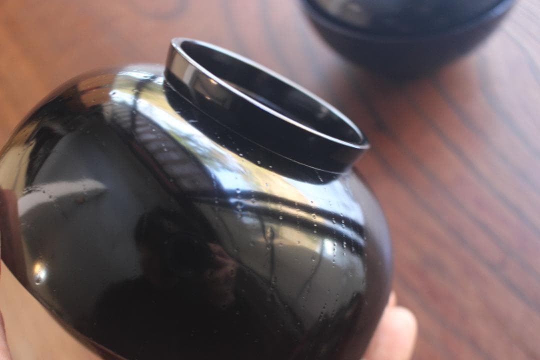 時代逸品！端正な黒漆に優美な光琳鶴蒔絵の映えるお椀2点（検輪島塗蒔絵椀