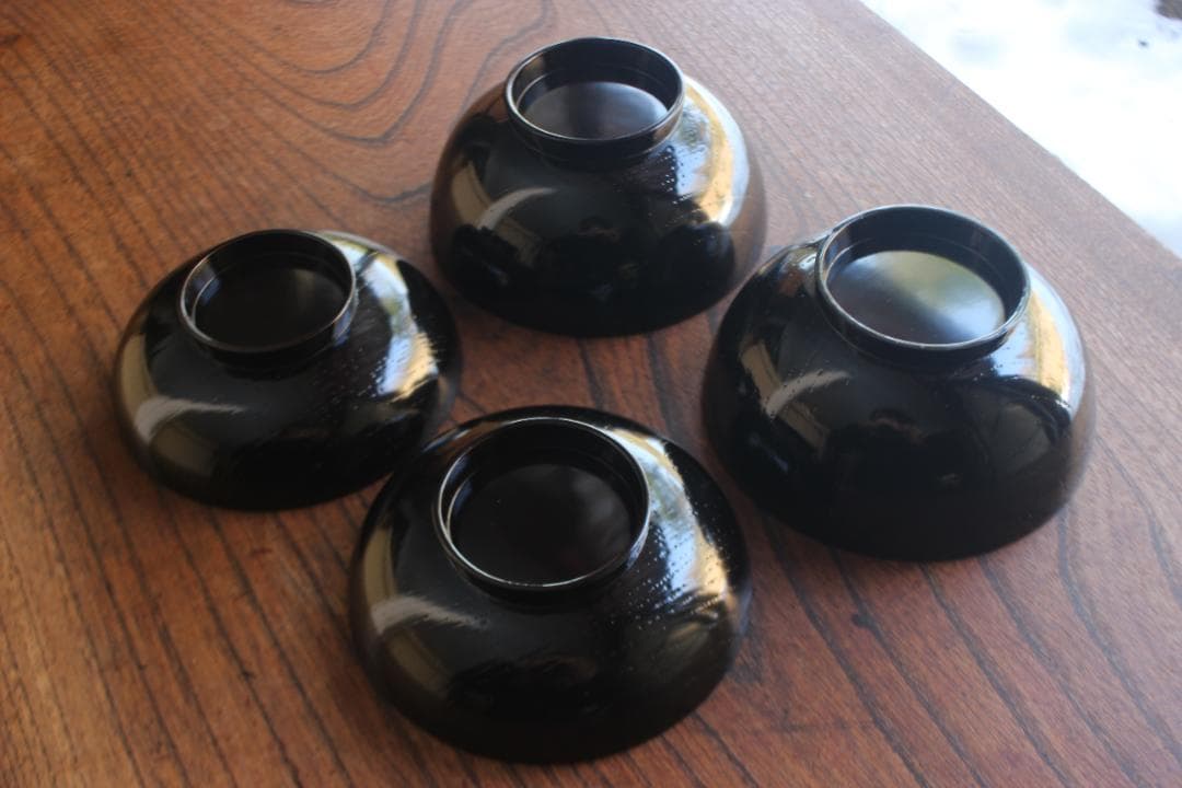 時代逸品！端正な黒漆に優美な光琳鶴蒔絵の映えるお椀2点（検輪島塗蒔絵椀