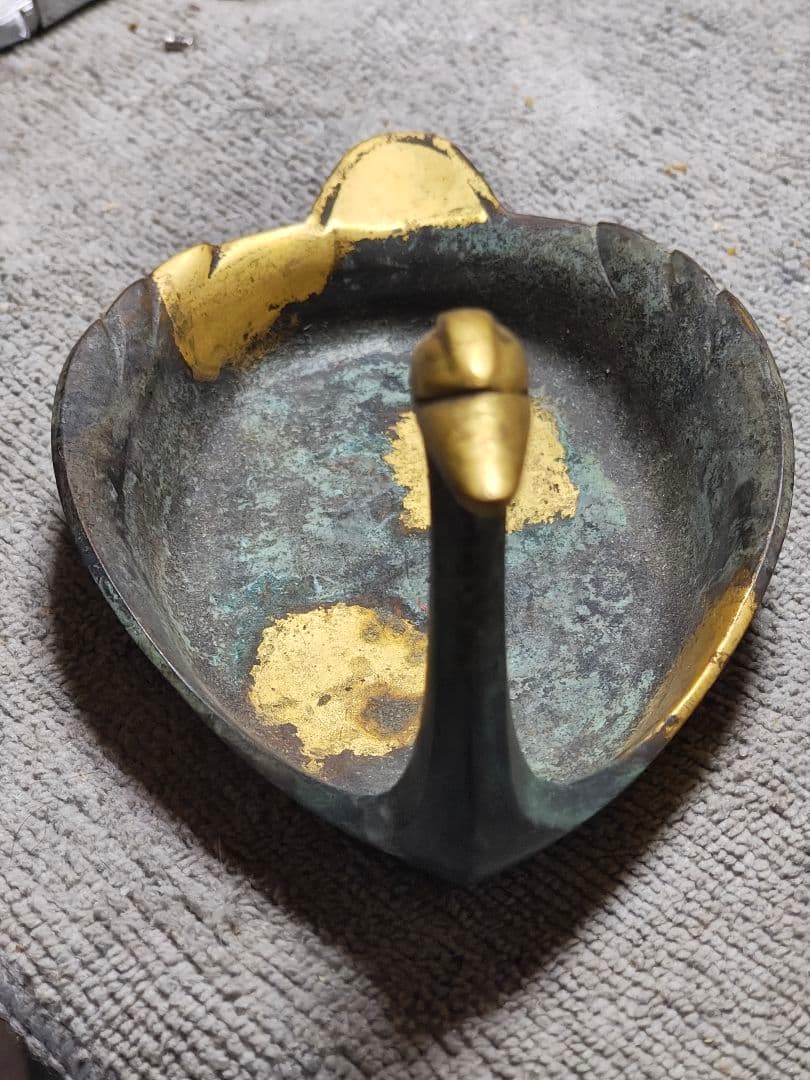 秦蔵六　塗金銅　瑞鳥　莨皿　茶道具