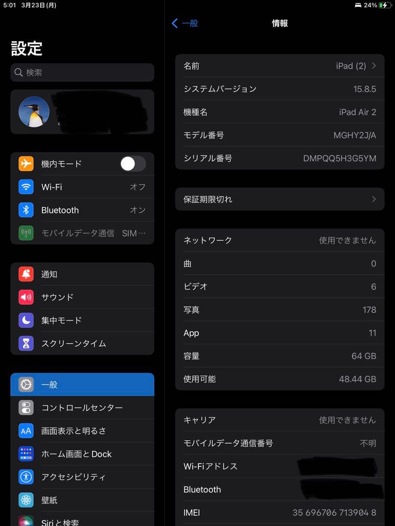 Apple iPad Air 2 64GB cellularモデル