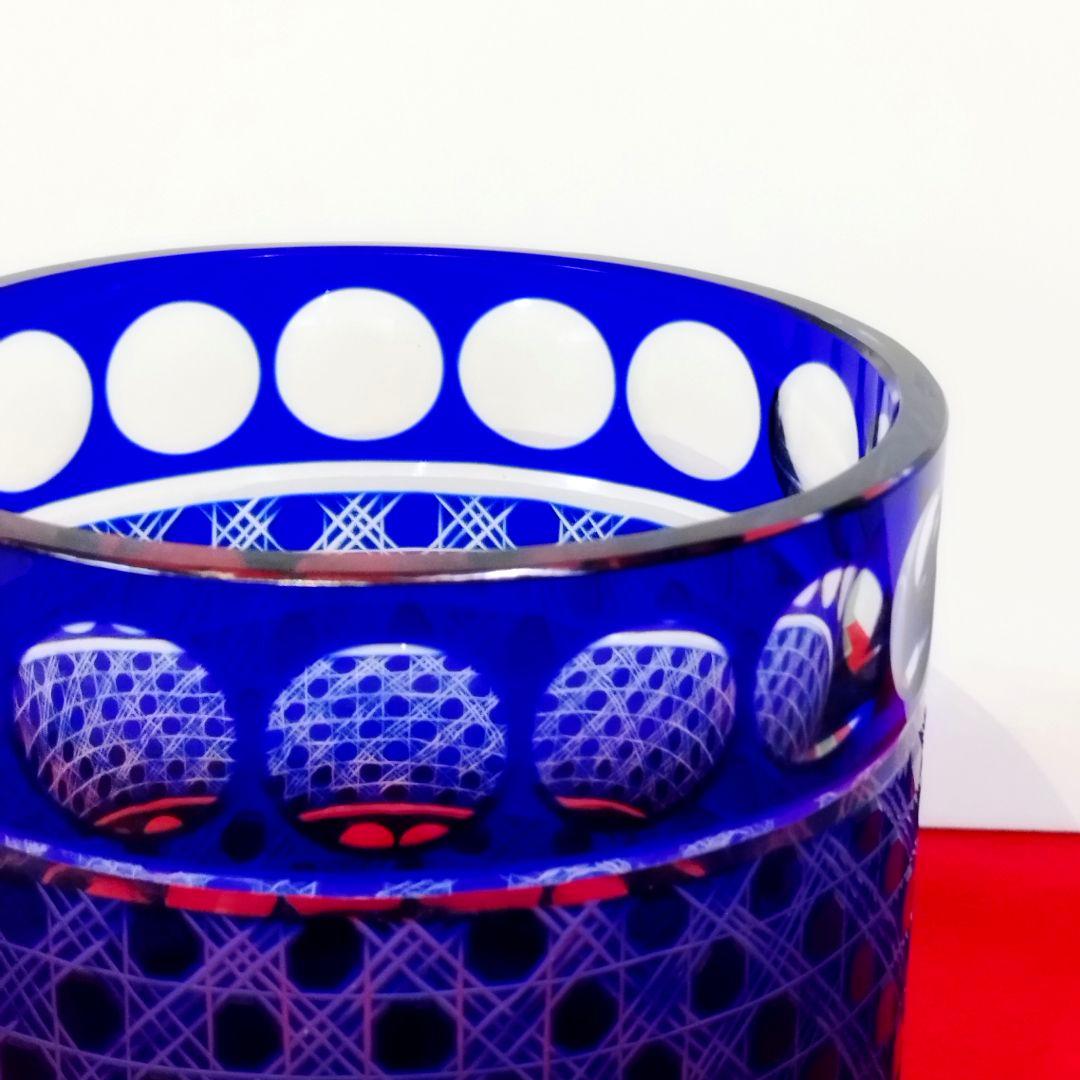 【希少 極美品】 江戸切子 ギヤマン水指 塗蓋付 国指定伝統工芸品