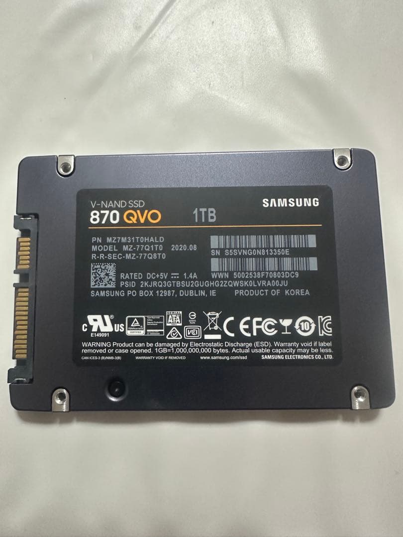 Samsung 870 QVO 1TB SSD 動作確認済
