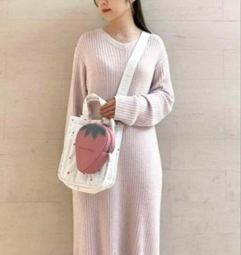 新品未使用 ジェラートピケ お散歩バッグ ストロベリー ピンク Sサイズ