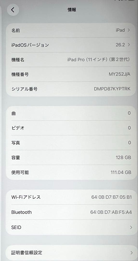 iPad Pro 11インチ　第2世代　シルバー　128GB 超美品　#3