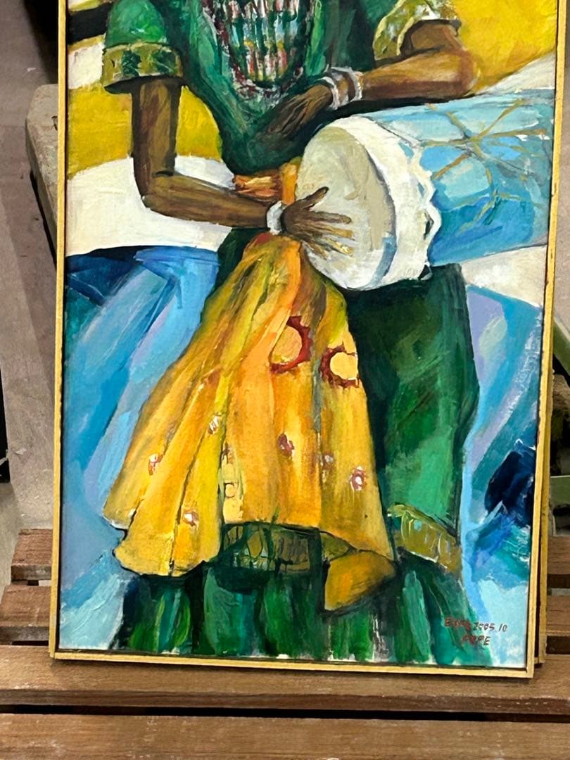 アフリカンアート 油彩絵画 2点セット