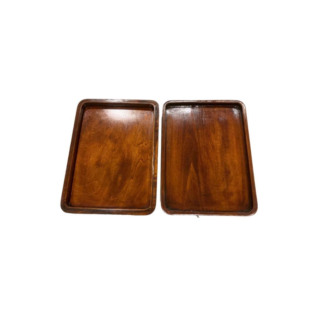 【極美品】鳥城彫　茶櫃　岡山特産　お盆　工芸品　茶道具　7点セット