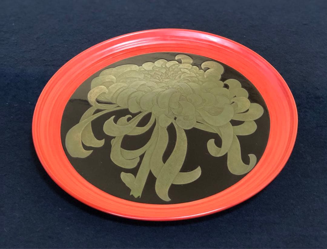 《R》菊花 菓子皿10客 横越自入 木製漆器 懐石 共箱 260306こ4