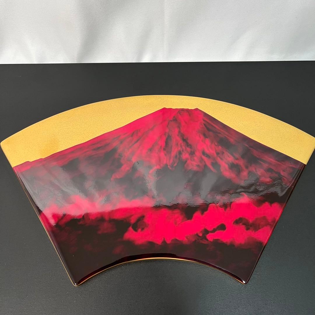 NORITAKE ノリタケ　扇型陶額　赤富士　工芸品