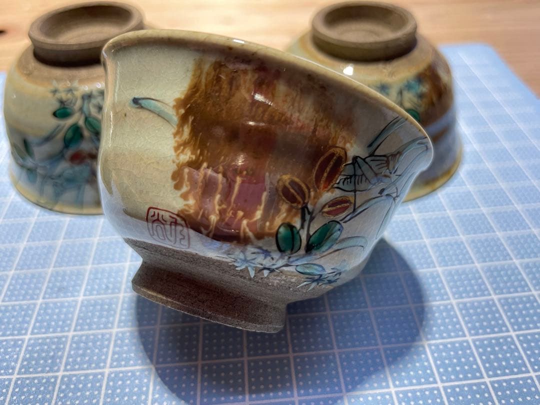 九谷焼　鈴虫　茶器　五客【m181 骨董　スズムシ　煎茶　茶道　すずむし　箱付】