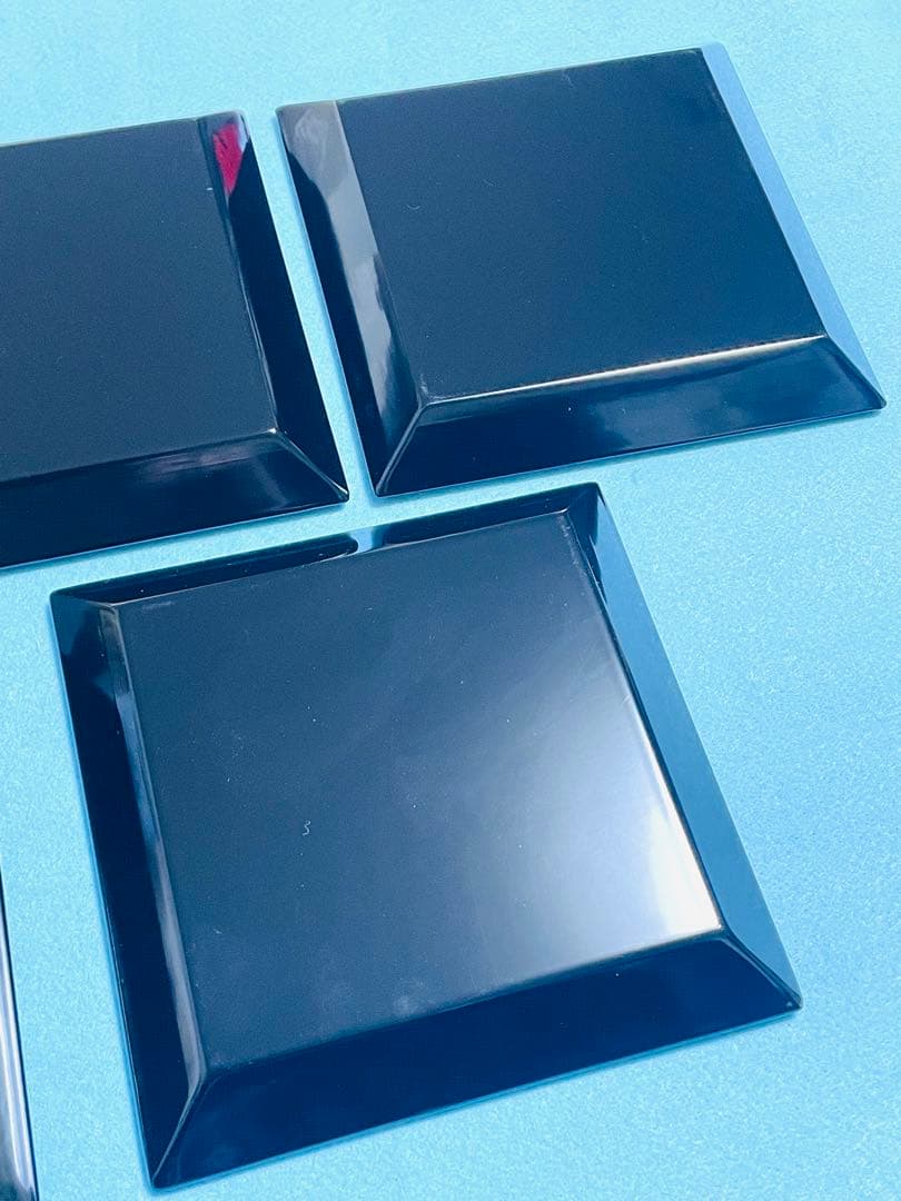 木製銘々皿 5客 木製 黒 48角皿 沈金 若松 漆器
