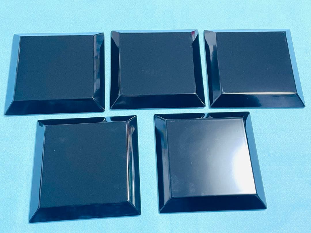 木製銘々皿 5客 木製 黒 48角皿 沈金 若松 漆器