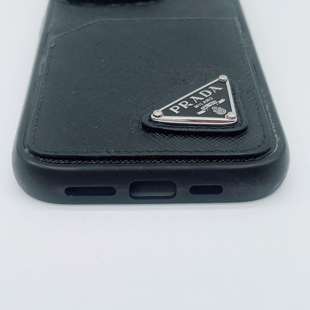【PRADA】iPhone14 Pro用 スマホケース ブラック 三角プレート