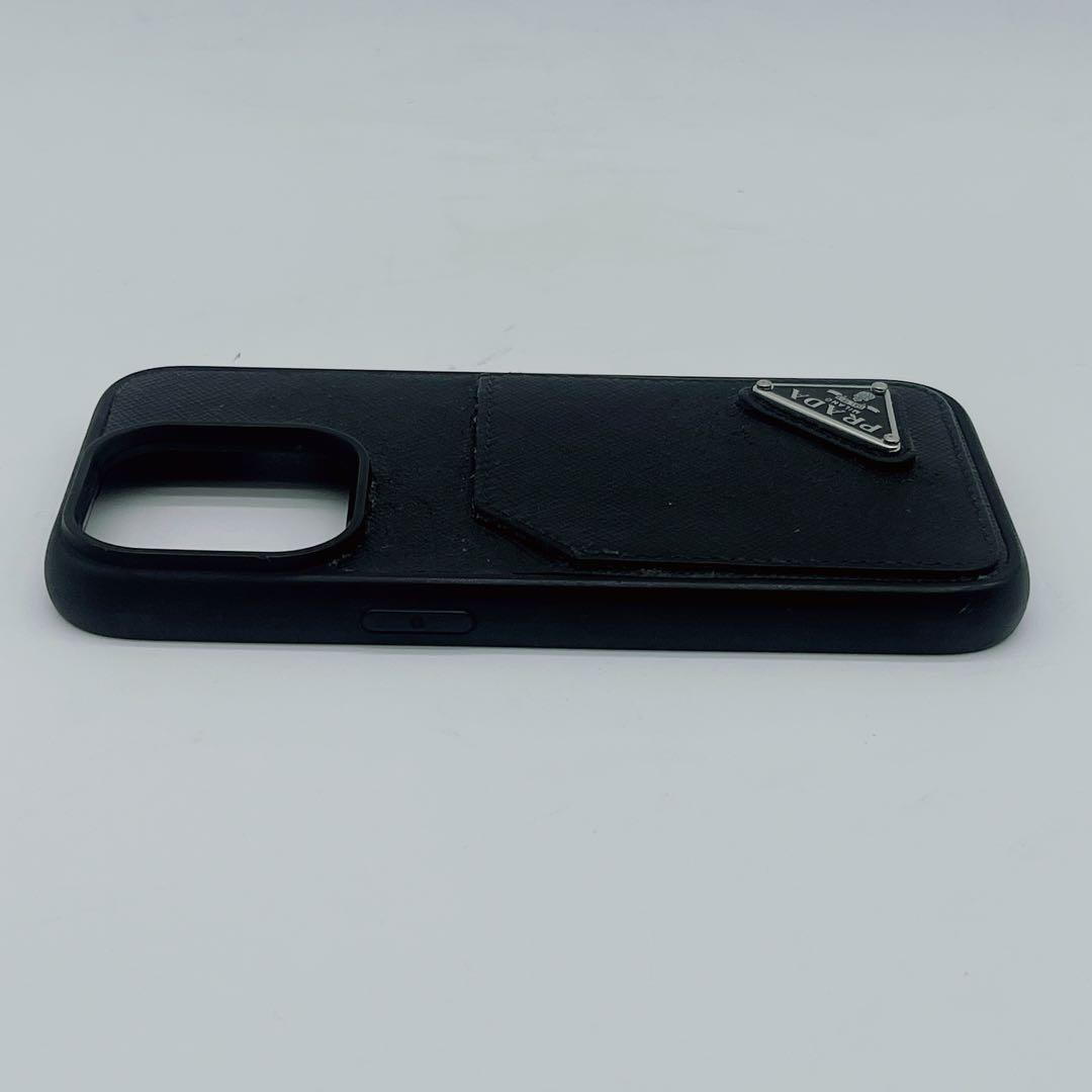 【PRADA】iPhone14 Pro用 スマホケース ブラック 三角プレート