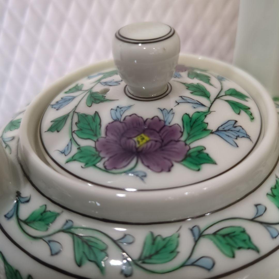 水注　平安清昌　色絵　唐草牡丹　茶道具　茶道　煎茶　美品　木箱　在銘