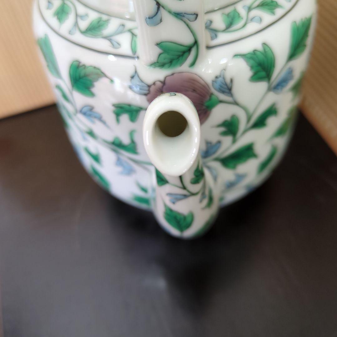 水注　平安清昌　色絵　唐草牡丹　茶道具　茶道　煎茶　美品　木箱　在銘