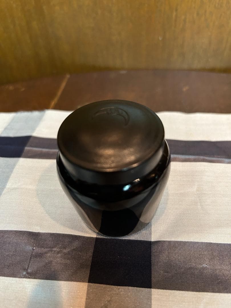 稀少 美品 大正ロマン花王クリーム瓶 漆黒のミルクガラス 「月」のマーク