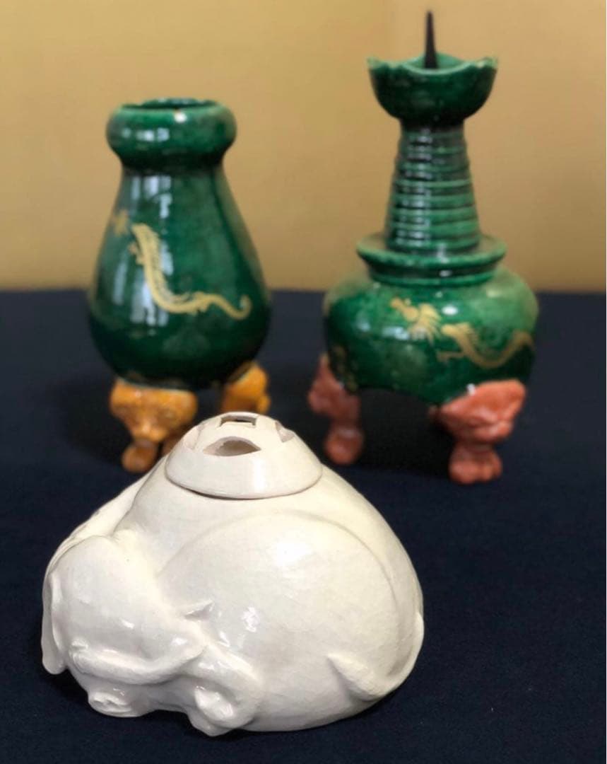 《R》茶道具 慶入写 三ツ具足 佐々木昭楽 共箱　251107う4割引❗️