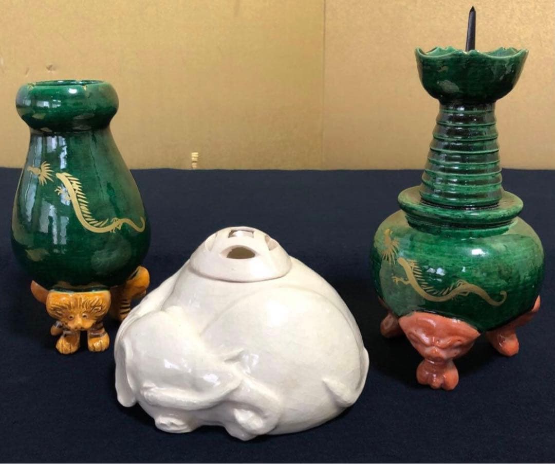 《R》茶道具 慶入写 三ツ具足 佐々木昭楽 共箱　251107う4割引❗️