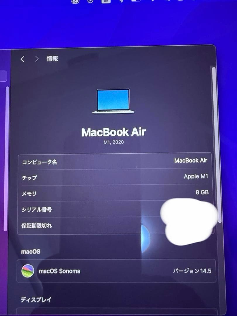 MacBook Air M1 シルバー 8GB 256GB