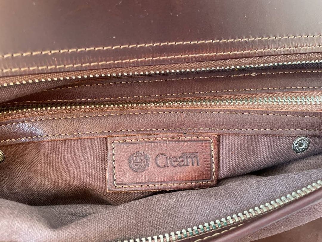 美品◎京都 CREAM COMPANY 帆布×レザー　ハンドバッグ　茶
