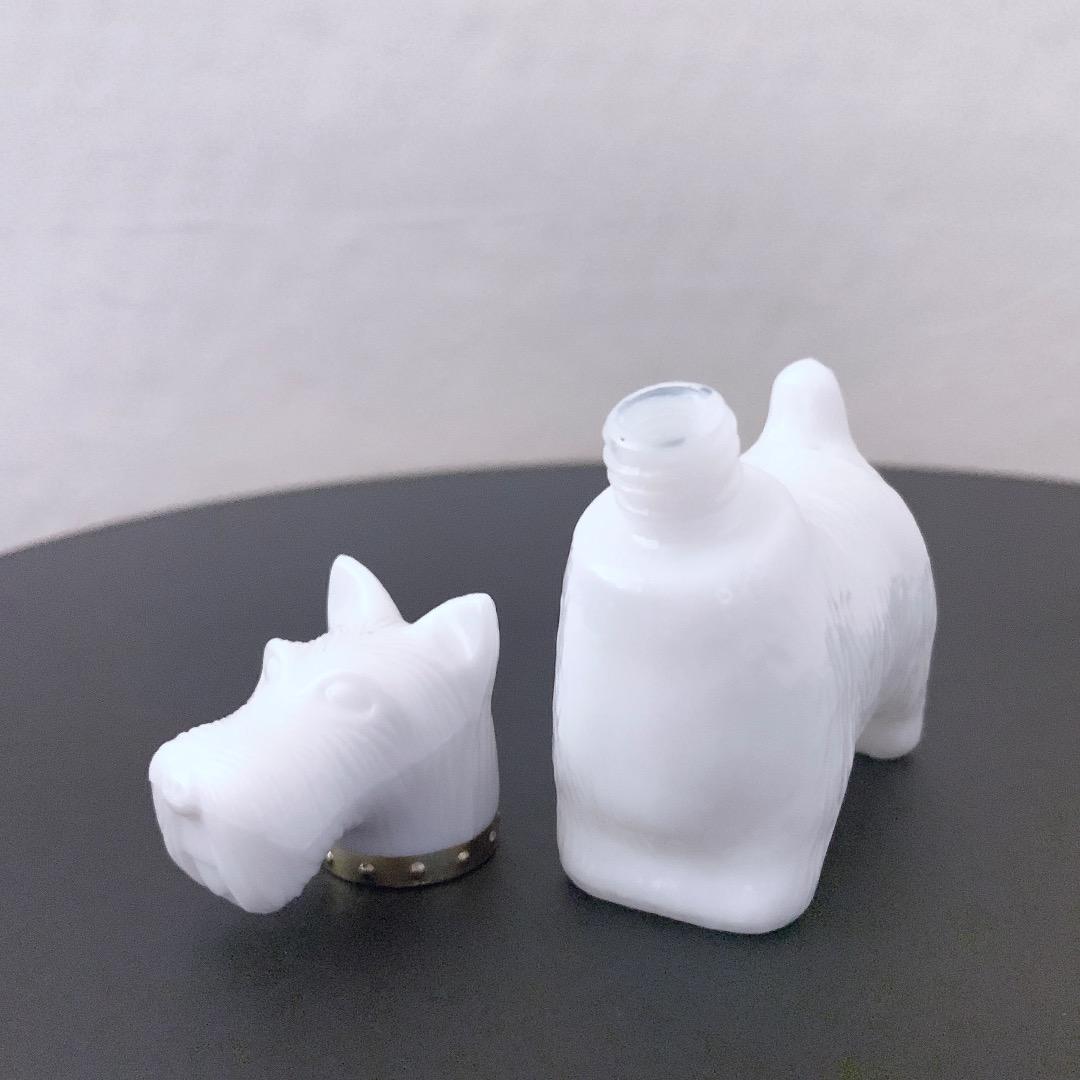 希少 AVON 1980年代 箱付 スコティッシュテリア 香水瓶 ミルクガラス*