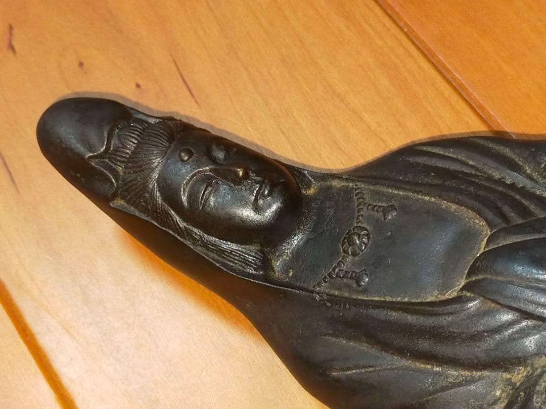 ♥銅製　観音像　在銘　高３２８ｍｍ　観音様　ブロンズ像　仏像　骨董　古玩