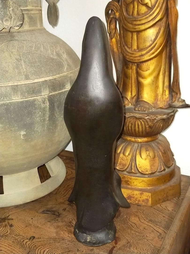 ♥銅製　観音像　在銘　高３２８ｍｍ　観音様　ブロンズ像　仏像　骨董　古玩
