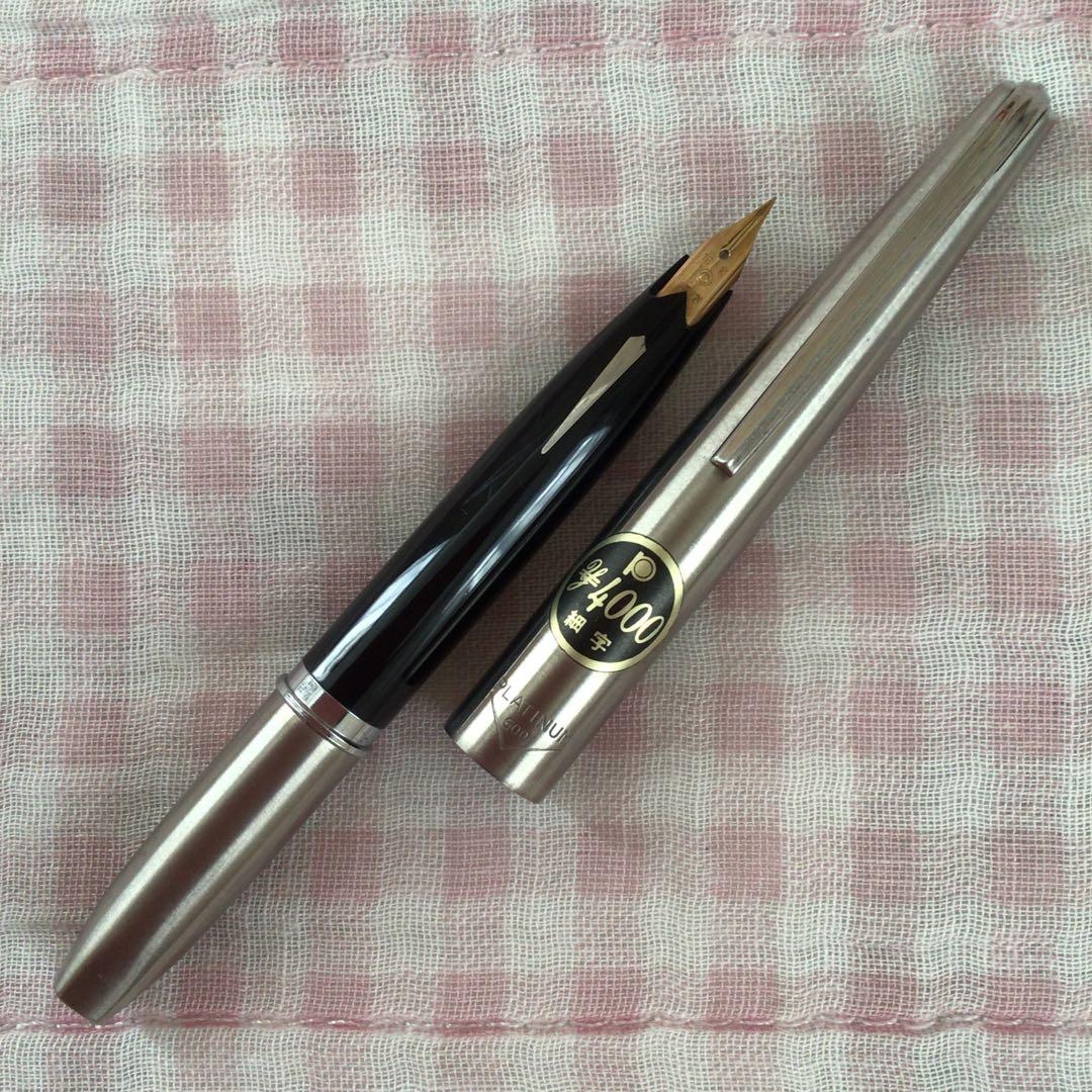 プラチナ 18K 18金 万年筆 ショート 黒 金属軸 600 廃盤