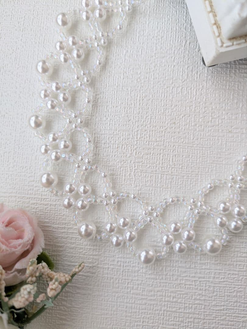パールフラワーネックレス 42cm 結婚式 入学式 セレモニー