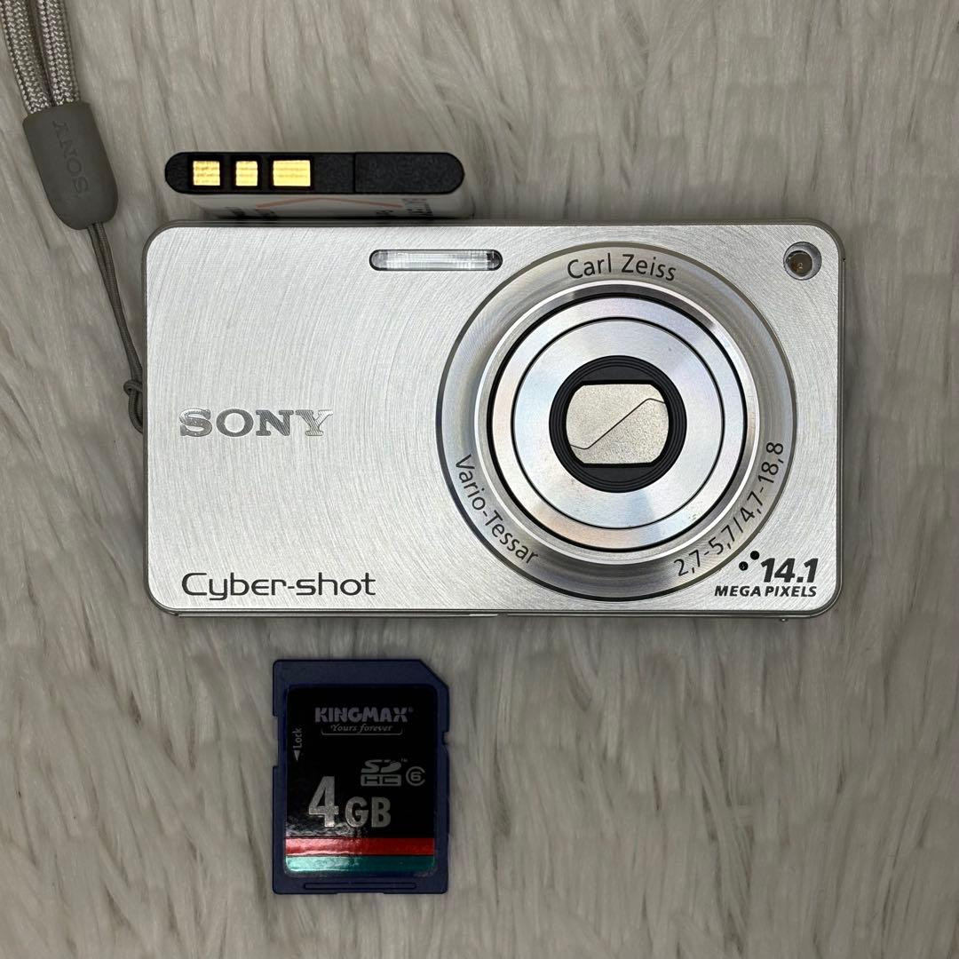 美品　SONY カメラ　DSC-W350 SDカード　シルバー　コンデジ　動作品