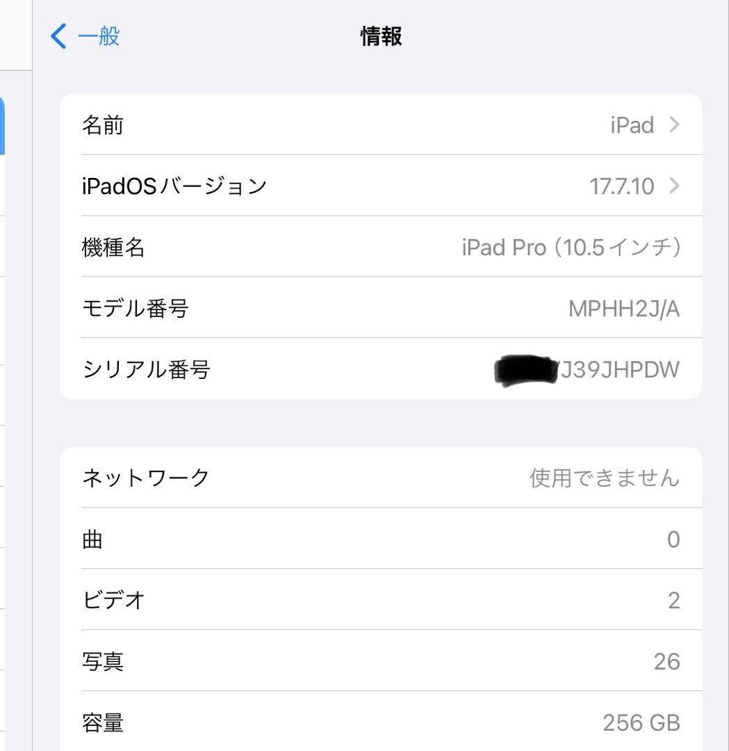 iPad pro 10.5インチ　256GB Wi-Fi+Cellularモデル