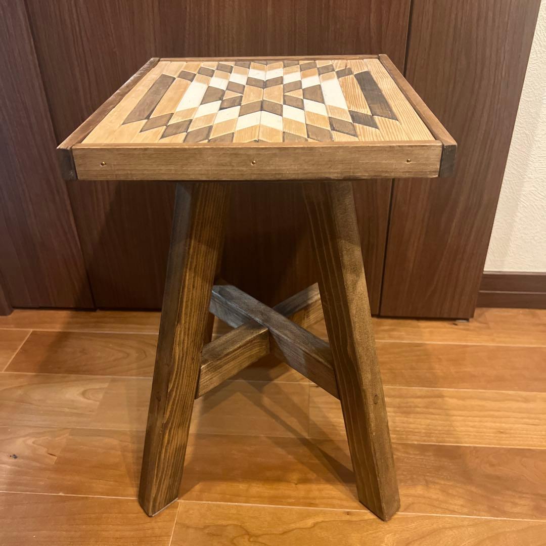 【一点限り】オルテガ柄 木製スツール