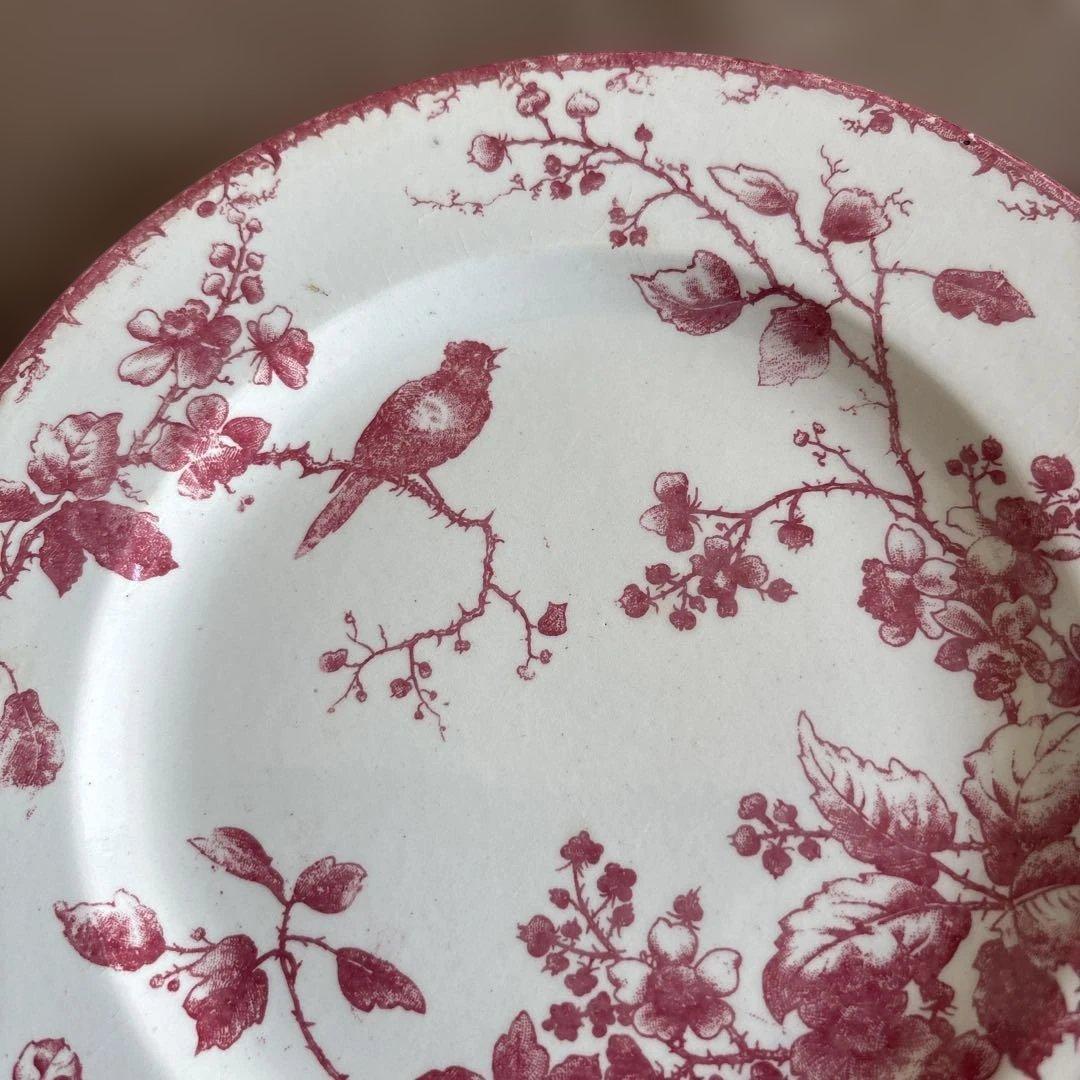 Gien 花と小鳥の装飾プレート 20.5センチ